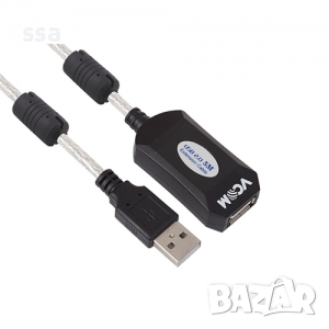 USB Активен удължителен кабел USB AM / USB AF - 10 m. VCOM, снимка 1