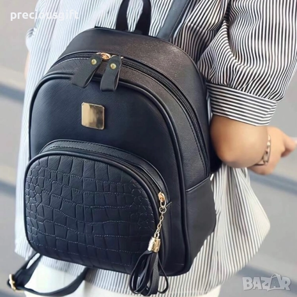Дамска черна раница, снимка 1