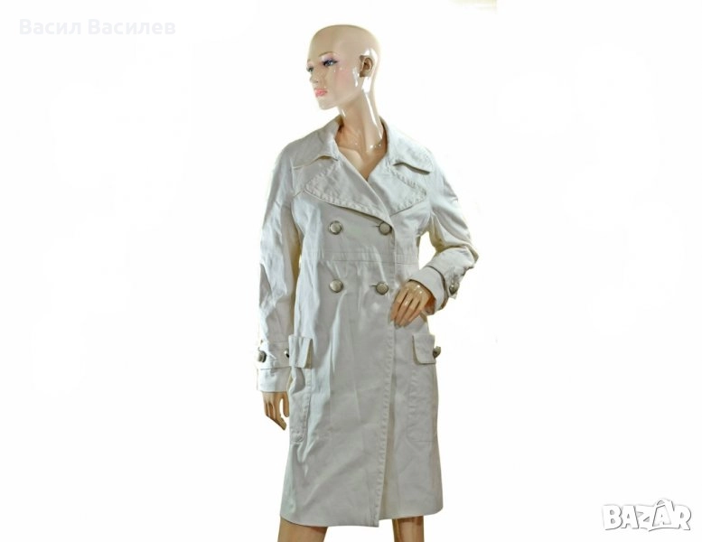 Дамски шлифер слонова кост с големи копчета, снимка 1