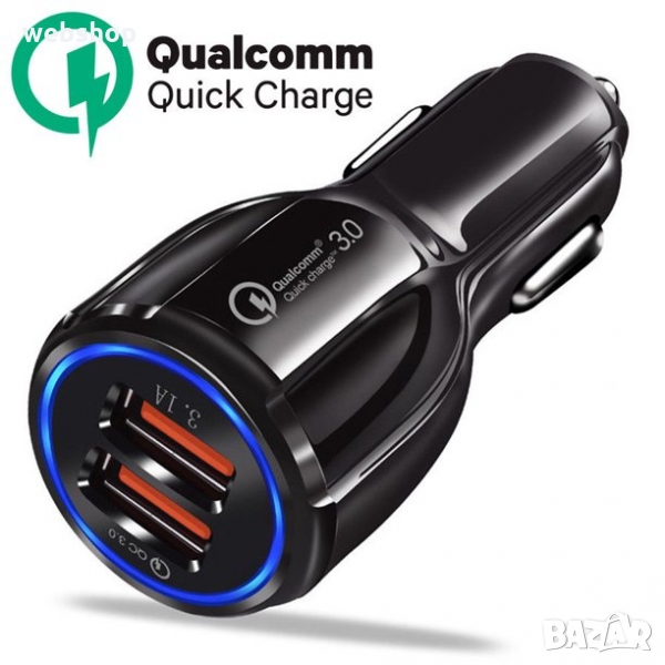 ЗАРЯДНО ЗА КОЛА ЗА БЪРЗО ЗАРЕЖДАНЕ QUALCOMM LX681 С ДВОЙНО USB, снимка 1