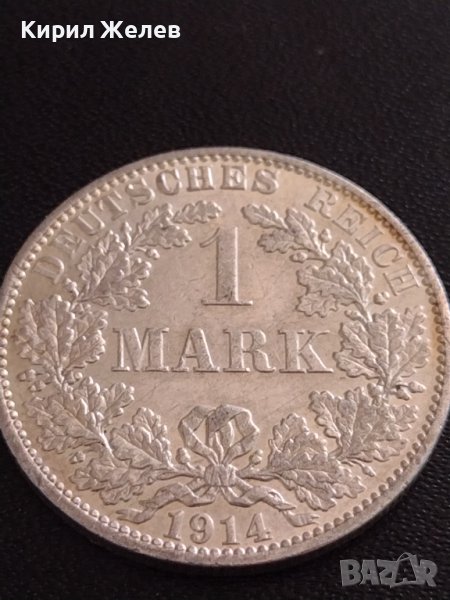 СРЕБЪРНА МОНЕТА 1 марка 1914г. Германска империя Вилхелм втори 37170, снимка 1