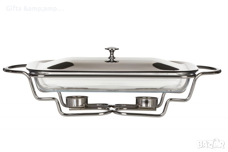 Съд за топло сервиране - от огнеупорно стъкло - 3 л, с правоъгълна форма, снимка 1