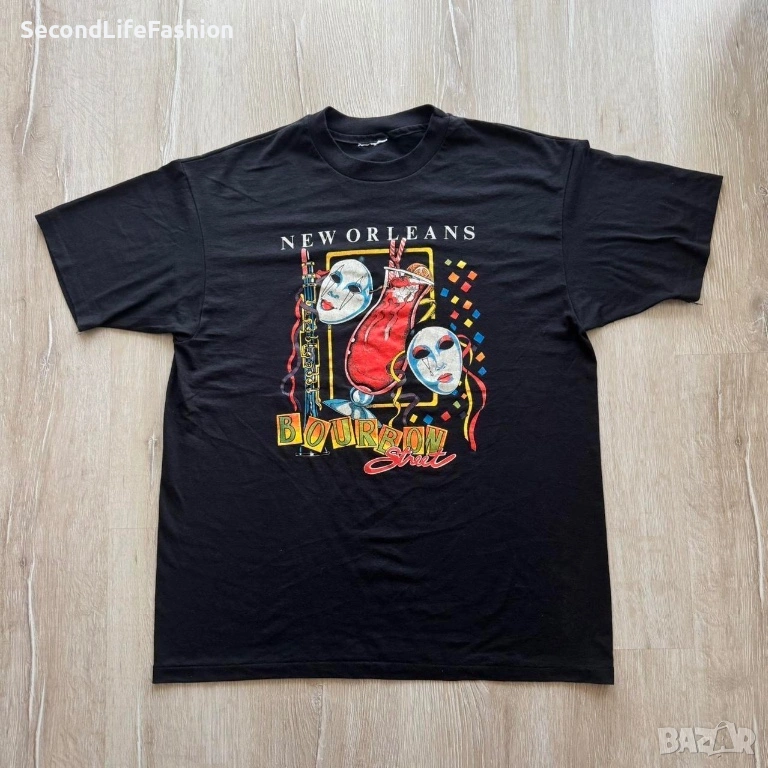 Винтидж тениска произведена в САЩ. Тениска с единичен шев 90-те надпис „Н, снимка 1