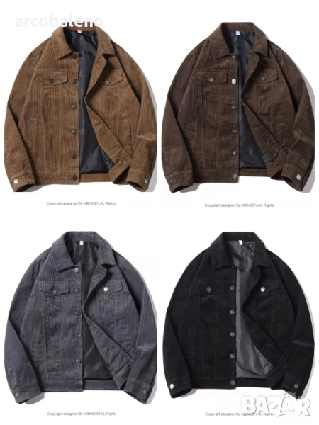 Мъжко яке от кадифе с едноредно закопчаване във винтидж стил, 4цвята , снимка 1