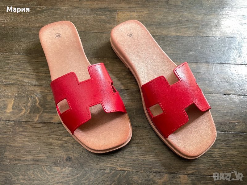 Дамски чехли HERMES червени, снимка 1