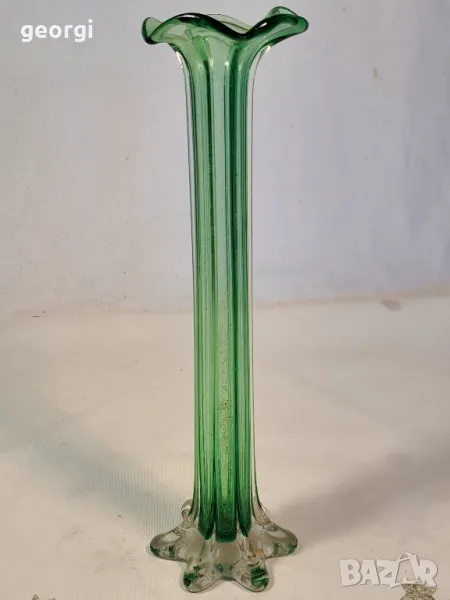 стъклена ваза зелено стъкло 25/3, снимка 1