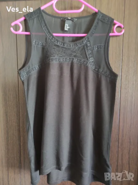 черен потник с дантелена част, снимка 1