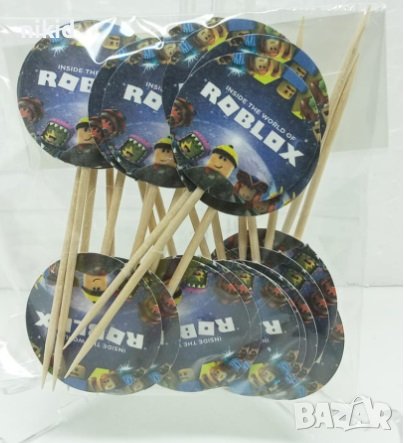 10 бр Роблокс roblox кръгли топери клечки за мъфини декорация украса, снимка 1