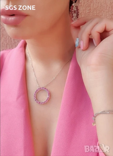 класическо сребърно колие 925 със сапфири или рубини, снимка 1