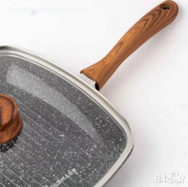 Тиган грил с капак Goldmann 24x7см./28x4.5см.– керамично покритие, лят алуминий, индукция, снимка 1