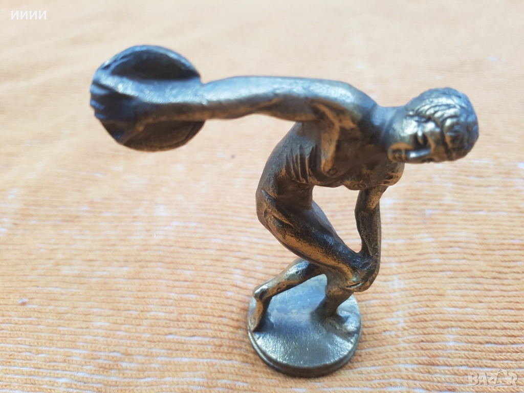 Бронзова пластика статуетка Дискохвъргач, снимка 1