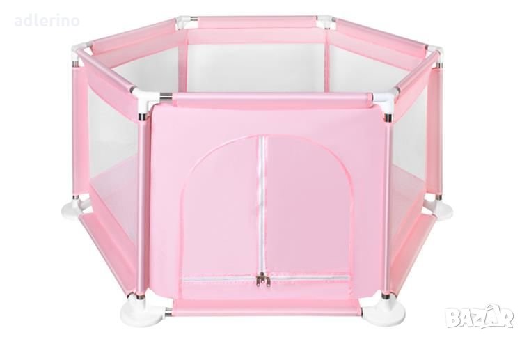 Текстилна площадка за игра, 115x65 см, розова, заградена зона за игра, безопасна постелка, снимка 1