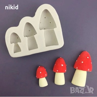 3 захлюпени гъбки гъби гъба силиконов молд форма фондан декор украса, снимка 1