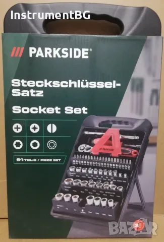 Комплект тресчотка с накрайници / гедоре Parkside - 61 части / Парксайд / 