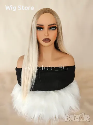 Права руса перука без бретон средна дължина, снимка 3 - Аксесоари за коса - 48092158