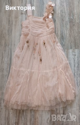 Официална рокля пепел от рози на next, закупена от Англия за 7-8год, 128см., снимка 1 - Детски рокли и поли - 41845885