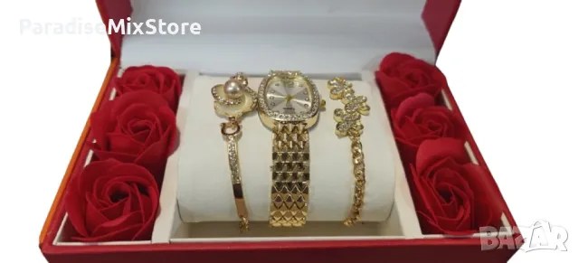 Луксозен комплект часовник и гривни – съвършеното съчетание на елегантност и стил, снимка 2 - Дамски - 48652902