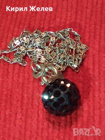 ФИНО СРЕБЪРНО КОЛИЕ СРЕБРО 925 ВЕРИЖКА с РЕТРО ПЛЕТКА МЕЧА СТЪПКА и КРИСТАЛЕН МЕДАЛЬОН с ЕМАЙЛ 32392