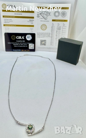 Сребърно колие с мойсанит (Диамант) 0.5 карата, снимка 4 - Колиета, медальони, синджири - 53612439
