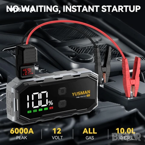 НОВ, ТЕСТВАН YUSMAN F02 6000A / 21800 милиампер часа, бензин / дизел, бързо зареждане..., снимка 2 - Аксесоари и консумативи - 49509454