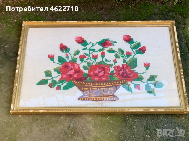 стара картина български гоблен , снимка 2 - Картини - 52424729