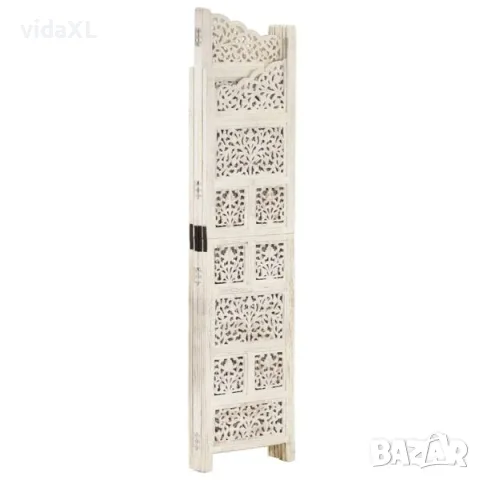 vidaXL Ръчно резбован параван, 4 панела, бял, 160x165 cм(SKU: 285327), снимка 2 - Паравани - 56060245