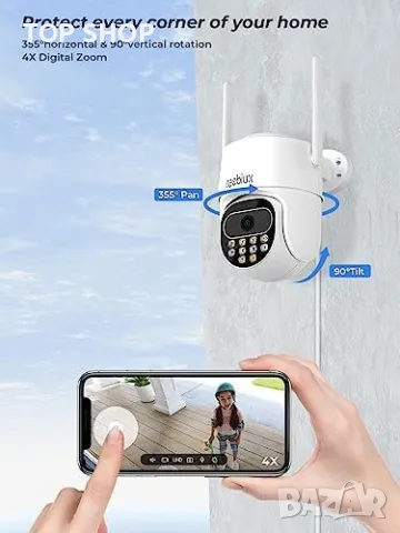 Нова 1080P камера за видеонаблюдение Сигурност Завъртане 360°, снимка 4 - HD камери - 50016055