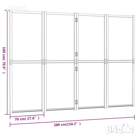 vidaXL Параван за стая, 4 панела, кремавобял, 280x180 cм, снимка 7 - Паравани - 56146859