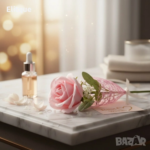 Декоративна единична роза в подаръчна кутия „Best Wishes“, снимка 2 - Декорация за дома - 53046593