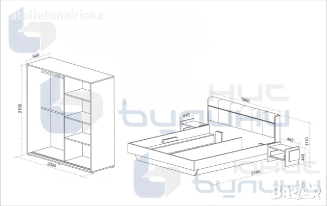 Спален комплект Комфорт, снимка 2 - Спални и легла - 49360314
