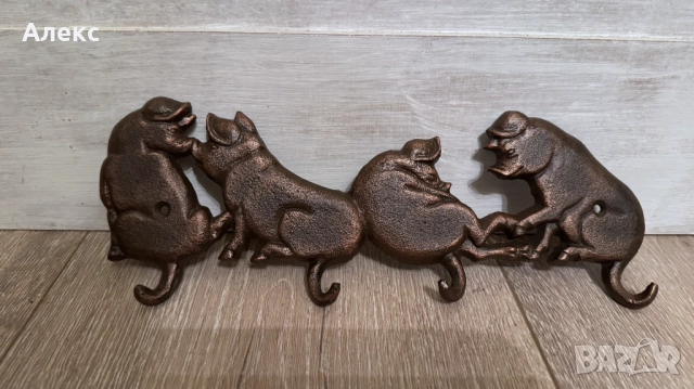 Чугунена закачалка– Веселите прасенца., снимка 2 - Закачалки - 52679317