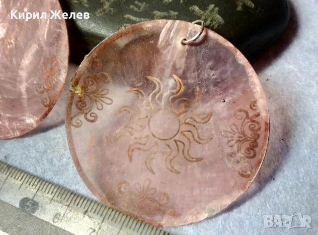 ШАРМАНТНИ СЕДЕФЕНИ ВИНТИДЖ АРТ СТИЛ ОБЕЦИ РИСУВАН РОЗОВ СЕДЕФ 48813, снимка 8 - Обеци - 48829945