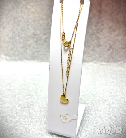 Тънко златно колие с плътно сърце-1,77 грама 14К (проба 585), снимка 3 - Колиета, медальони, синджири - 53814008