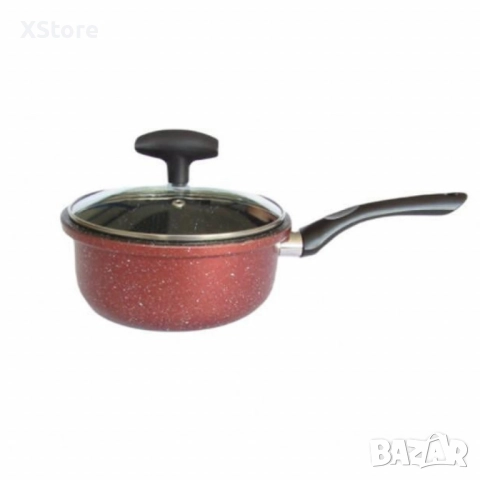 Касерола с капак Rosberg, 16 см, 1.6 л, Мраморно незалепващо покритие, Индукция, Бордо меланж