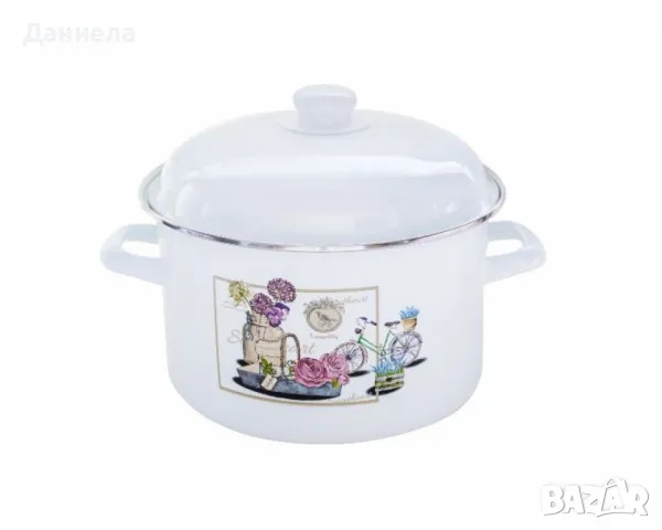 Емайлирана тенджера с капак Brio POMAHC, снимка 2 - Съдове за готвене - 49335538