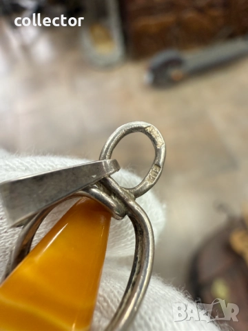 Сребърна висулка с яйчен кехлибар. №7661, снимка 6 - Колиета, медальони, синджири - 52624149