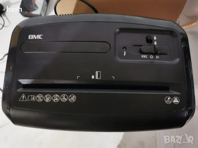 Шредер Fellowes Micro Cut 8 MC, до 8 листа А4, раздробява карти/хартия/телчета/, кошче за отпадъци с, снимка 6 - Друга електроника - 49347620