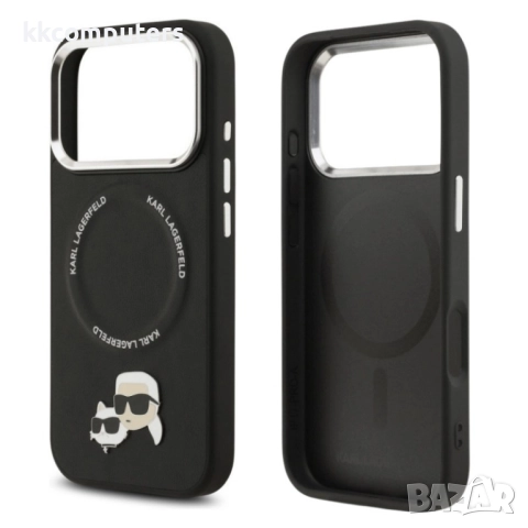 Оригинален кейс Karl Lagerfeld Karl and Choupette Pins MagSafe и Протектор За iPhone 17 Pro (6.3), Ч, снимка 4 - Калъфи, кейсове - 52213294