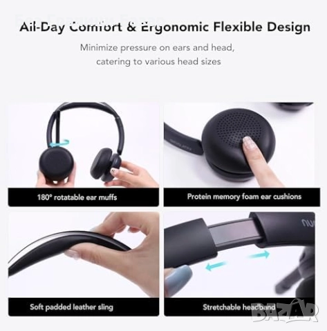 Нови ENC шумопотискащи слушалки с микрофон и зарядна стойка USB за офис, снимка 7 - Други - 52077789