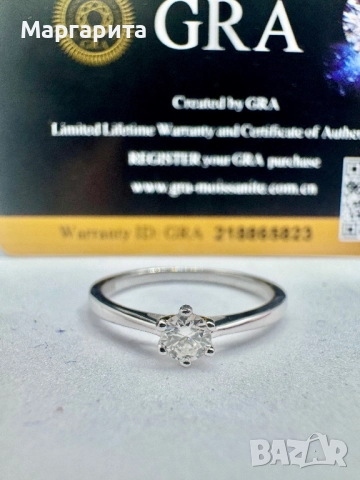 Сребърен пръстен с мойсанит (Диамант) 0.3 карата