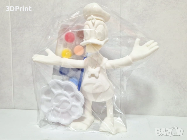 Комплект за оцветяване – 3D фигура Доналд Дък + бои и палитра (21 см), снимка 2 - Рисуване и оцветяване - 53648890