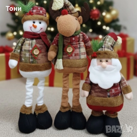 Голяма коледна играчка Елен, Снежен човек или дядо Коледа - разтягаща до 50см