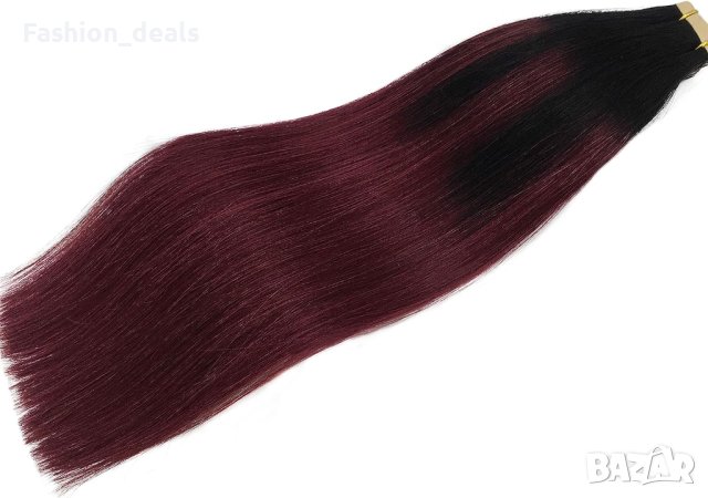 Нова червена удължаваща естествена коса Треса удължения Прическа 60 см, снимка 5 - Аксесоари за коса - 42113895