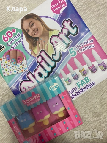 Детски комплект за маникюр, балсами за устни + подарък