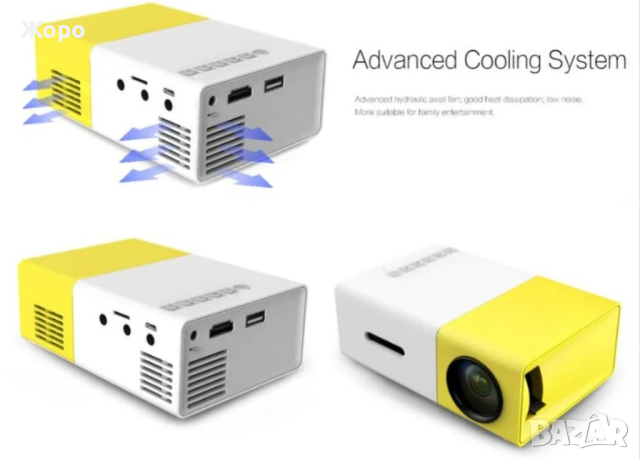 Проектор за домашно кино YG300 черен или жълт цвят, снимка 9 - Плейъри, домашно кино, прожектори - 44596016