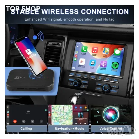 PODOFO 3-в-1 безжичен адаптер за Carplay с Android 10, снимка 3 - Аксесоари и консумативи - 48723999