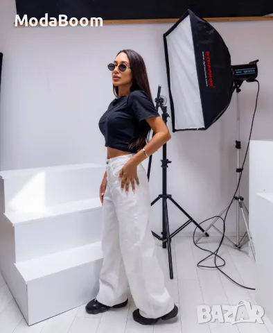 Дълги широки дамски бели дънки , снимка 6 - Дънки - 47531331