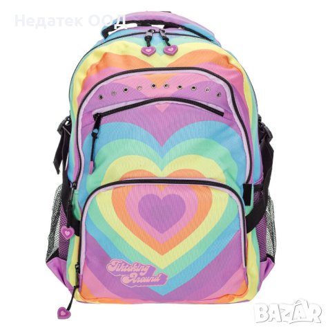 Ученическа раница с LED ринг, Unkeeper, Tik Tok Heartshapeр, Дъга  , снимка 2 - Раници - 41891242