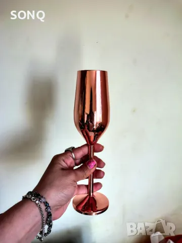 Комплект Прекрасни Позлатени Чаши За Шампанско, снимка 5 - Чаши - 50340545