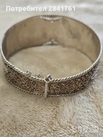 Старинна сребърна гривна филигран, снимка 5 - Гривни - 50015490